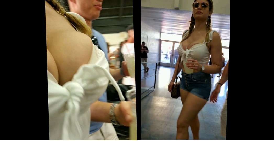 Blonde Big Boobs Downblouse