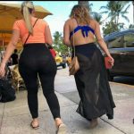 Two Girls Mega Butt Walking in the street