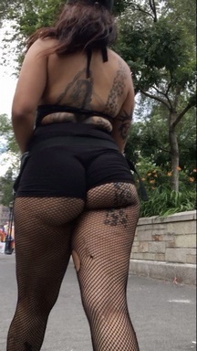 Tatted Chick in Cheeky Biker Shorts