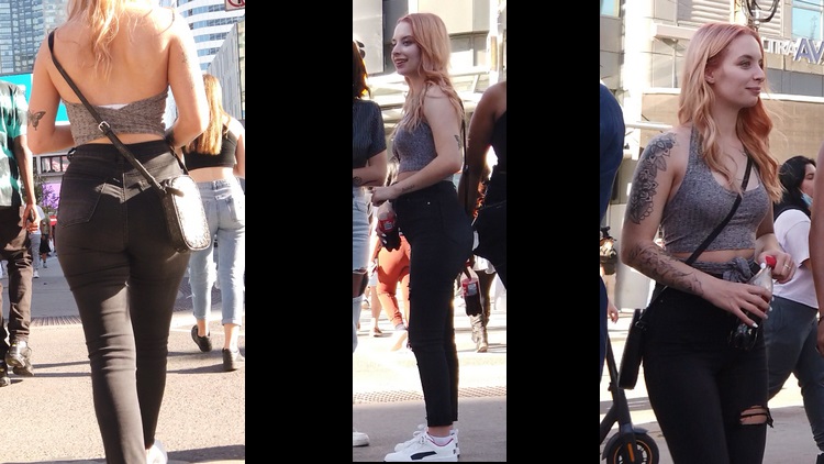 Sexy Blonde with Jeans Tatted Angel with Friends