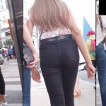 Sexy Teen Blonde in Black Jeans Booty