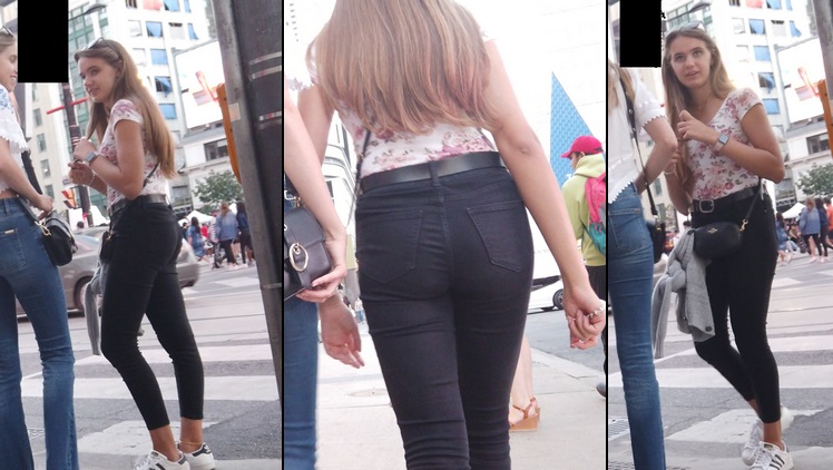 Sexy Teen Blonde in Black Jeans Booty