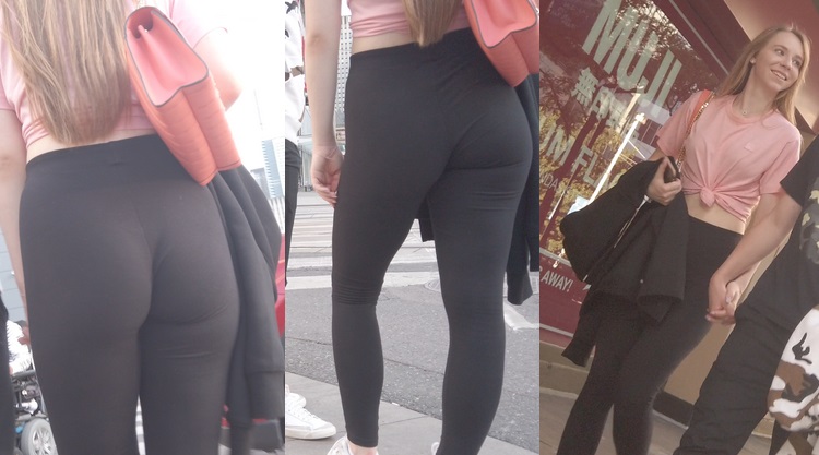 Cute Teen Blonde with Boyfriend Booty Spandex