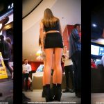 Girls with Legs in Skirt that Barely Covers her Ass