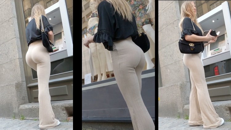 A Big Booty Blonde in Sexy Pans Shopping
