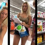 Nice Blonde Milf in Sexy Short Shopping