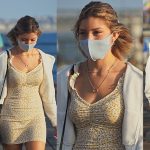 Masked Cutie with Great Body in a Tight Thin Dress