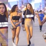 Black Latina Teen Babes in Short Shorts Out at Night