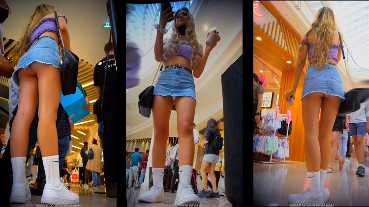 Insanely Short Denim Skirt On This Teen PrincessLeia