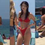 Beautiful Teen in the Beach with Bikini Red