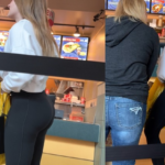 Cute Girl in Black Spandex With a Shaped Bubble