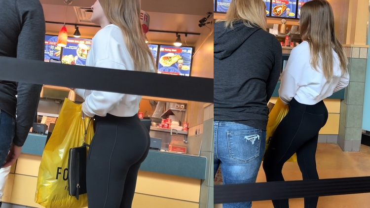 Cute Girl in Black Spandex With a Shaped Bubble