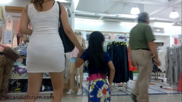 Latin Mom with Transparent Thong in Dress