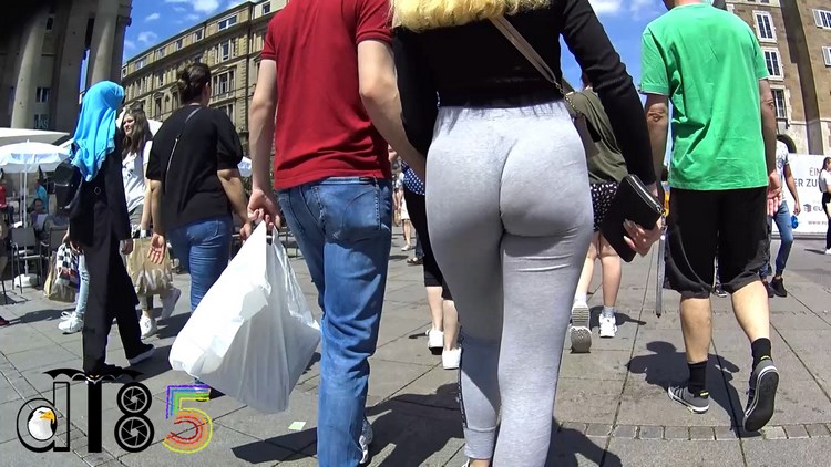 Beautiful Blone with Big Booty Gray Spandex