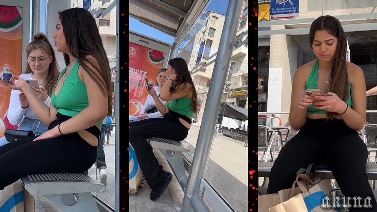 Beuaituful Teen Latina Sexy Body at the bus stop