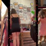 Beautiful Teen Blonde with Sexy Tight Black Dress